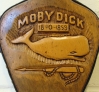 Folk-carved Wood Bellows- Moby Dick, closeup of carving