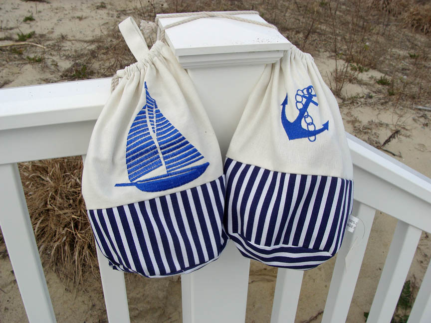 Canvas Nautical Ditty Bag Sailboat and anchor Skipjack Nautical Wares
