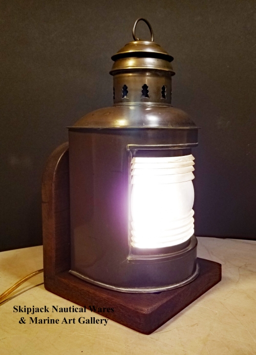 Nautical Wall Ceiling Piling Lights Skipjack Wares Vintage Brass Stern Light Mounted On Wood Bracket