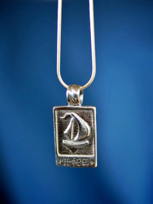 "Hope" original sterling silver sailboat pendant from the Barbara Vincent Collection