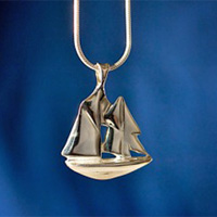 "Schooner" Sterling Silver Nautical Necklace Pendent
