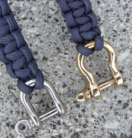 Mariner navy blue Rope Bracelet with large stainless and brass shackle options