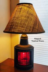 Early 20th century American manufactured port navigation light repurposed into a nautical table lamp