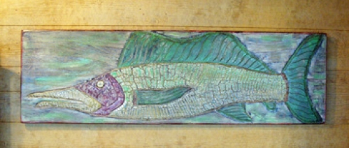 Sailfish carved and painted folk art by Joe Marinelli