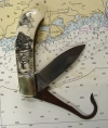 Bone Handled Hunting/ Fishing knife with Scrimshaw Whaling &amp; Lighthouse Designs by Shar Knight