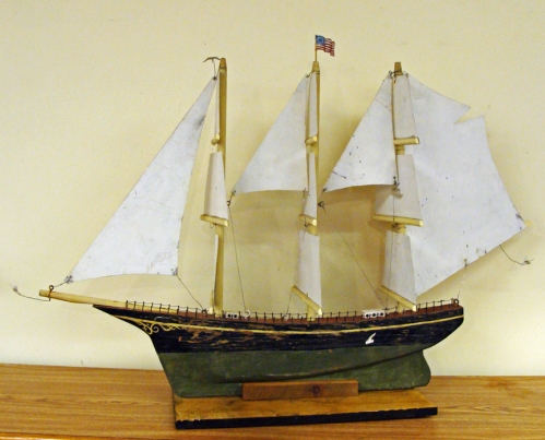 Painted Wooden Sailing Ship Weathervane