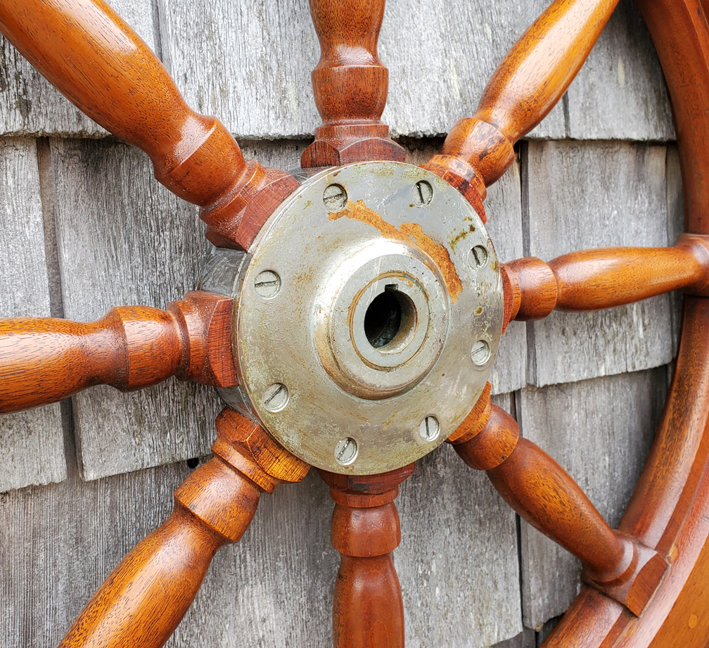 Vintage Teak Classic Ship, Yacht, Boat Wheel 36" diam. Skipjack