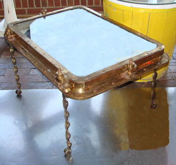 Espresso  Windows on Antique Brass Ship S Window Coffee Table