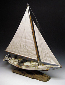 Marine artist Garry Cerrone's model boats are fabricated from scale lumber also made in his studio.