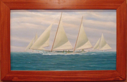 "Skipjacks & Bugeye" original oil painting by New Zealand artist Jim Bolland