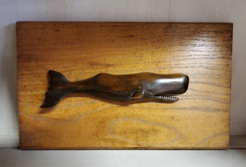 Diminutive Carved Mahogany Sperm Whale