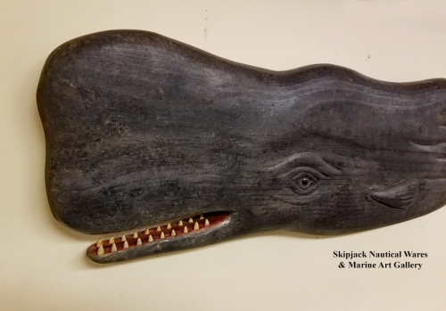 Carved Wood Sperm Whale by John Shaw
