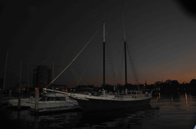The Spirit of Independence tied up at the Tidewater Yacht Marina