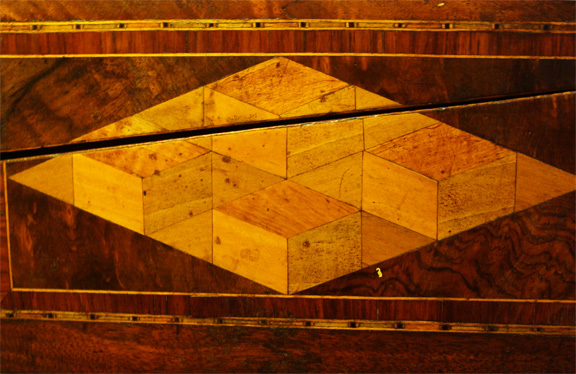 Trinity Lighthouse Inlaid Box, Writing Desk Parquetry, side view