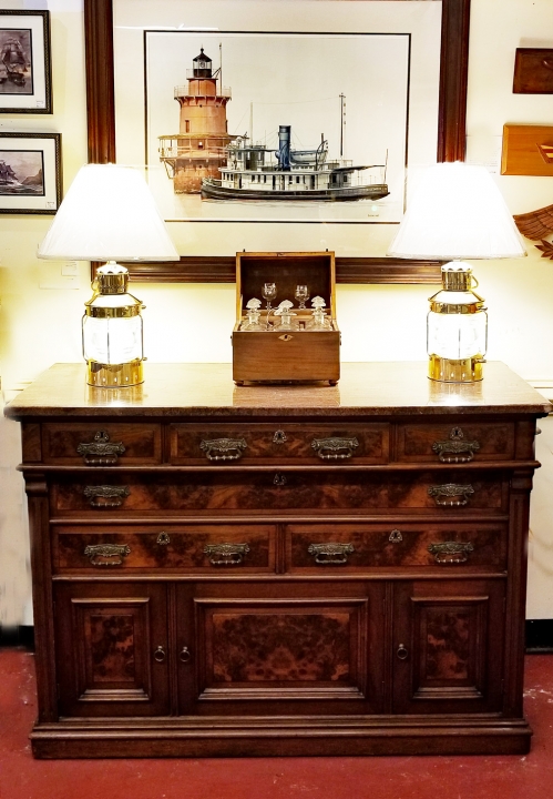 Nautical & Antique Furniture: Skipjack Nautical Wares Antique Victorian Server With Marble Top - Nautical & Antique Furniture: Skipjack Nautical Wares