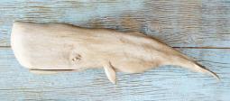 "Large Folky White Whale" folk art carving -- length 42"