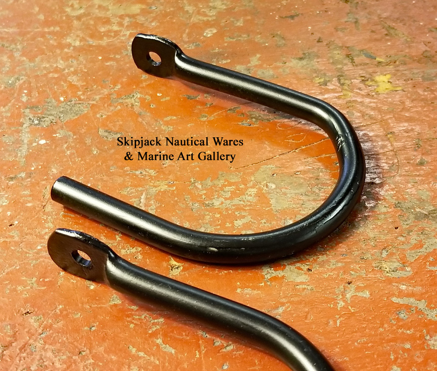 Pair of Large Wrought Iron Display Hooks Skipjack Nautical Wares