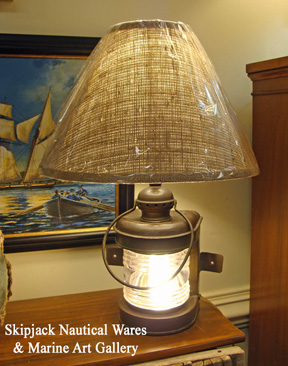Early 20th century brass marine bow light re-purposed in to a table lamp Early 20th century brass marine bow light re-purposed in to a table lamp