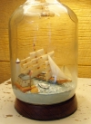 Vintage Nautical Table Lamp Made With Ship-in-Bottle Diorama