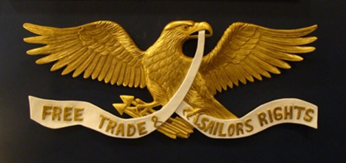 Bellamy Style Carved American Eagle "Free Trade & Sailors Rights" Banner
