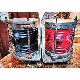 Matching Pair of 1930'S Cast Bronze Marine Port & Starboard Bridge Warning Lights