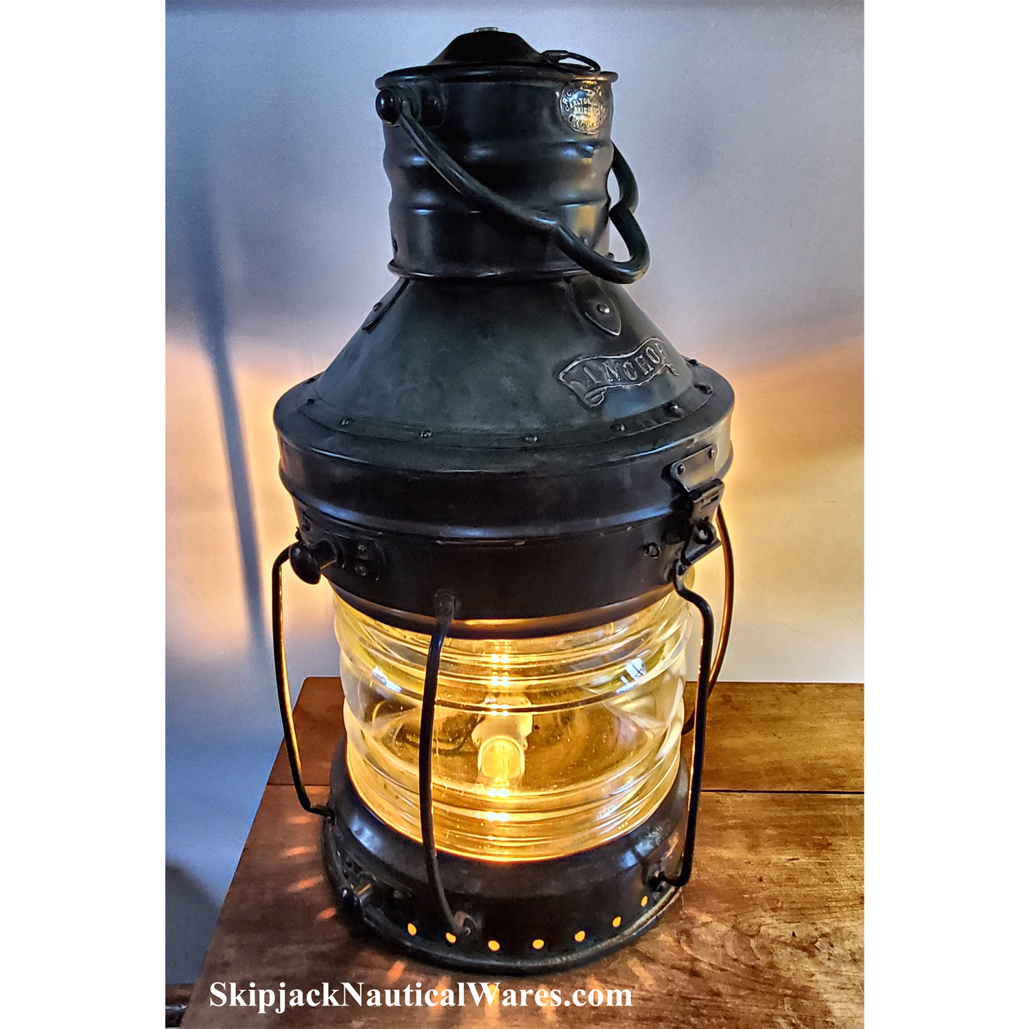Large Copper & Brass Anchor Lantern, RC Murray, Glasgow, Scotland: Skipjack  Nautical Wares