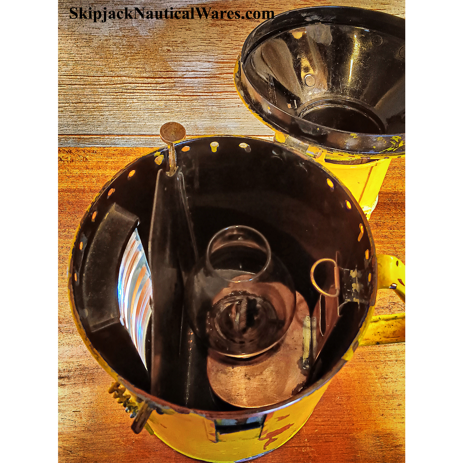 Meteorite Painted Copper and Brass Shuttered Ship's Signal Lamp