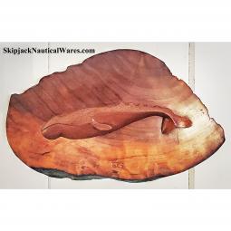 Vintage Carved Mahogany Half Gray Whale on Plaque
