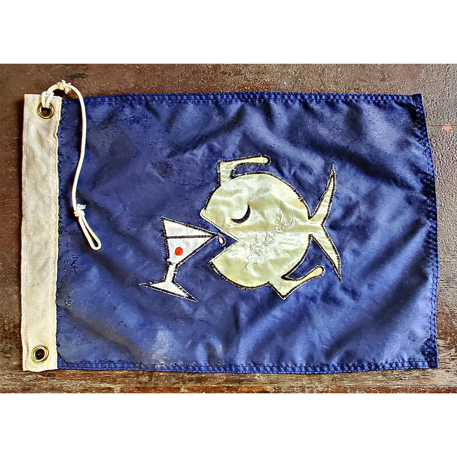Vintage Nautical Fish & Martini Glass Cocktail Flag Skipjack Nautical