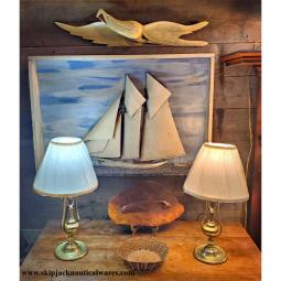 Matched Pair of Early 20th Century Brass Gimballed Lamps