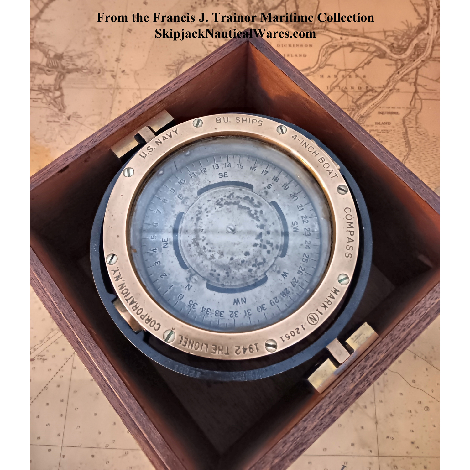 【美品】 Navy U.S. Lionel WWII Bu. Skipjack Compass: Boxed Ships 船