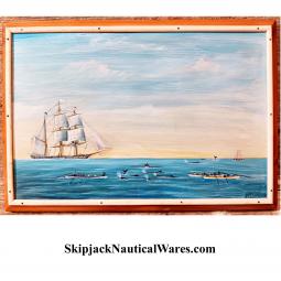 An American Folk Art Whaling Scene Signed A. S. Machado