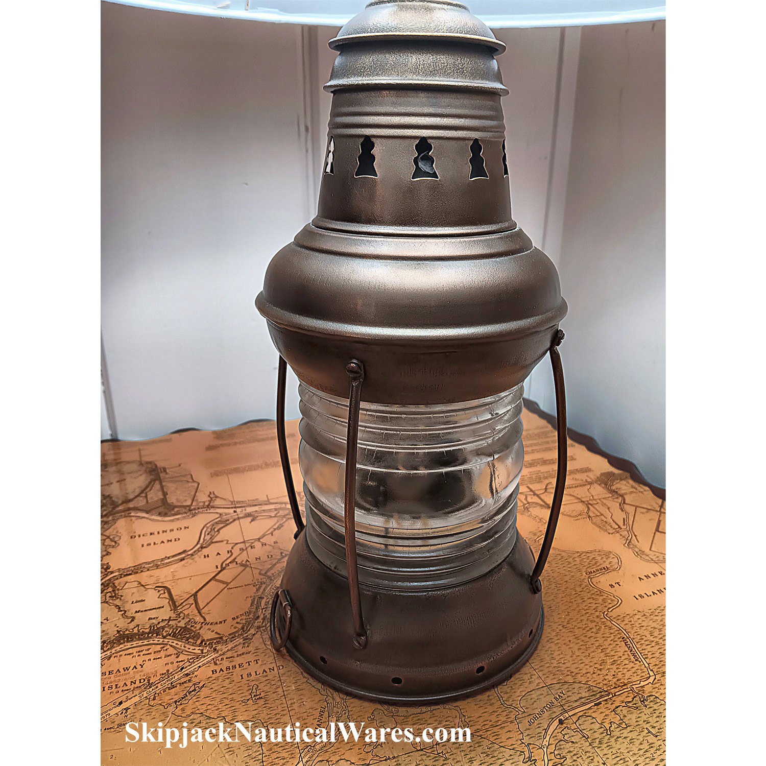 Nautical Table Lamp Perko All Brass Anchor Lantern Skipjack Nautical Wares