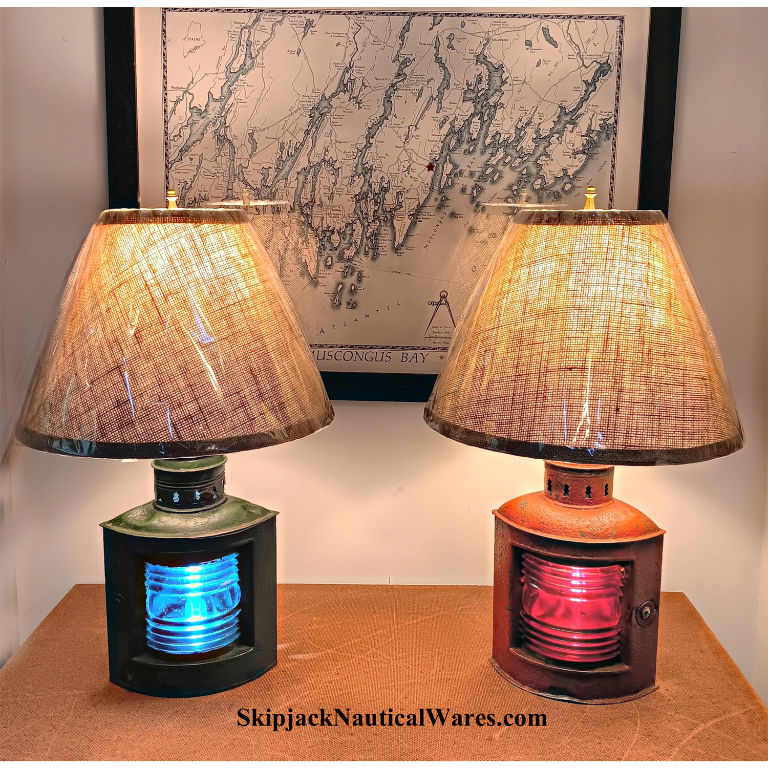 Antique Port Starboard Nautical Table Lamps