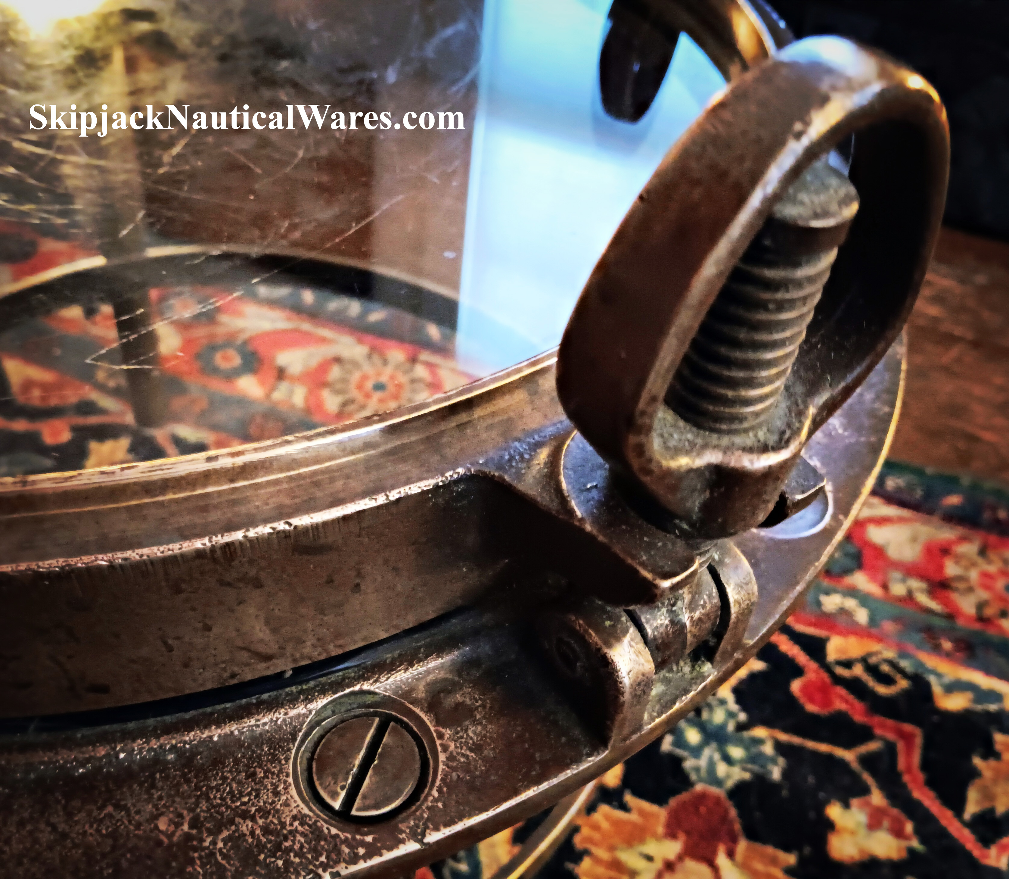 WWII Liberty Ship Brass Porthole Nautical Table: Skipjack Nautical