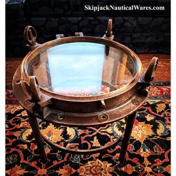 WWII Liberty Ship Brass Porthole Nautical Table