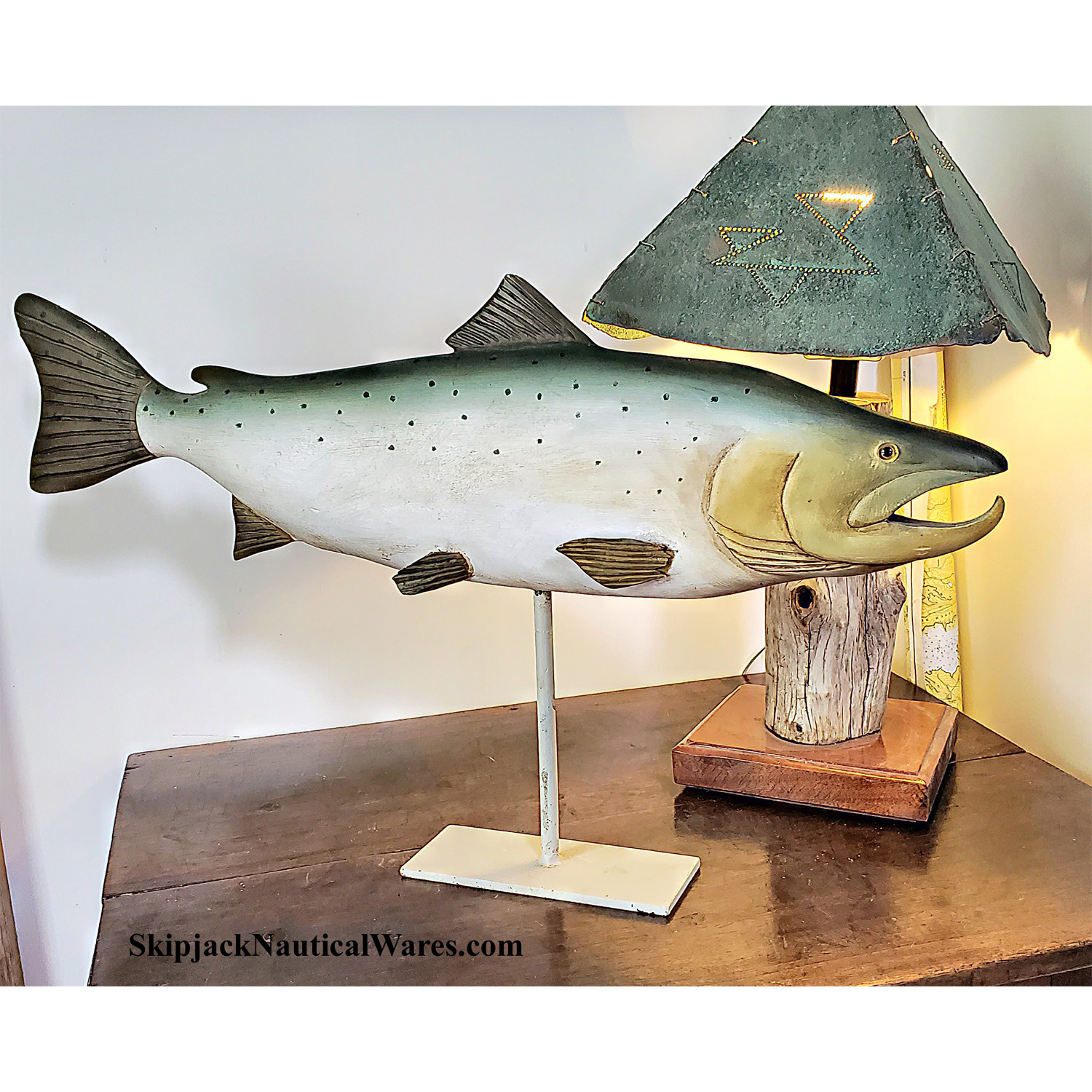 Carved and Painted Wood Rainbow Trout: Skipjack Nautical Wares