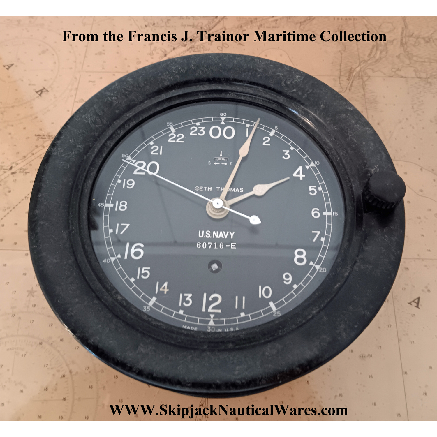 WWII Seth Thomas Type E, 12/24 Hour Clock: Skipjack Nautical Wares