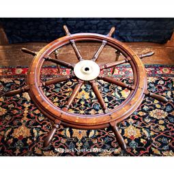 Exceptional WWII Ship's Wheel Coffee Table -- 48" diam.