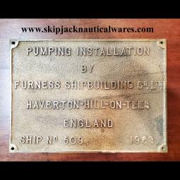 Extremely large (and heavy) brass shipbuilder's plate measuring 19 1/2  inches tall X 39 inches long