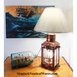 Vintage Copper Nautical Table Lamp- Repurposed NEPTUNE Ship's Cabin Lantern