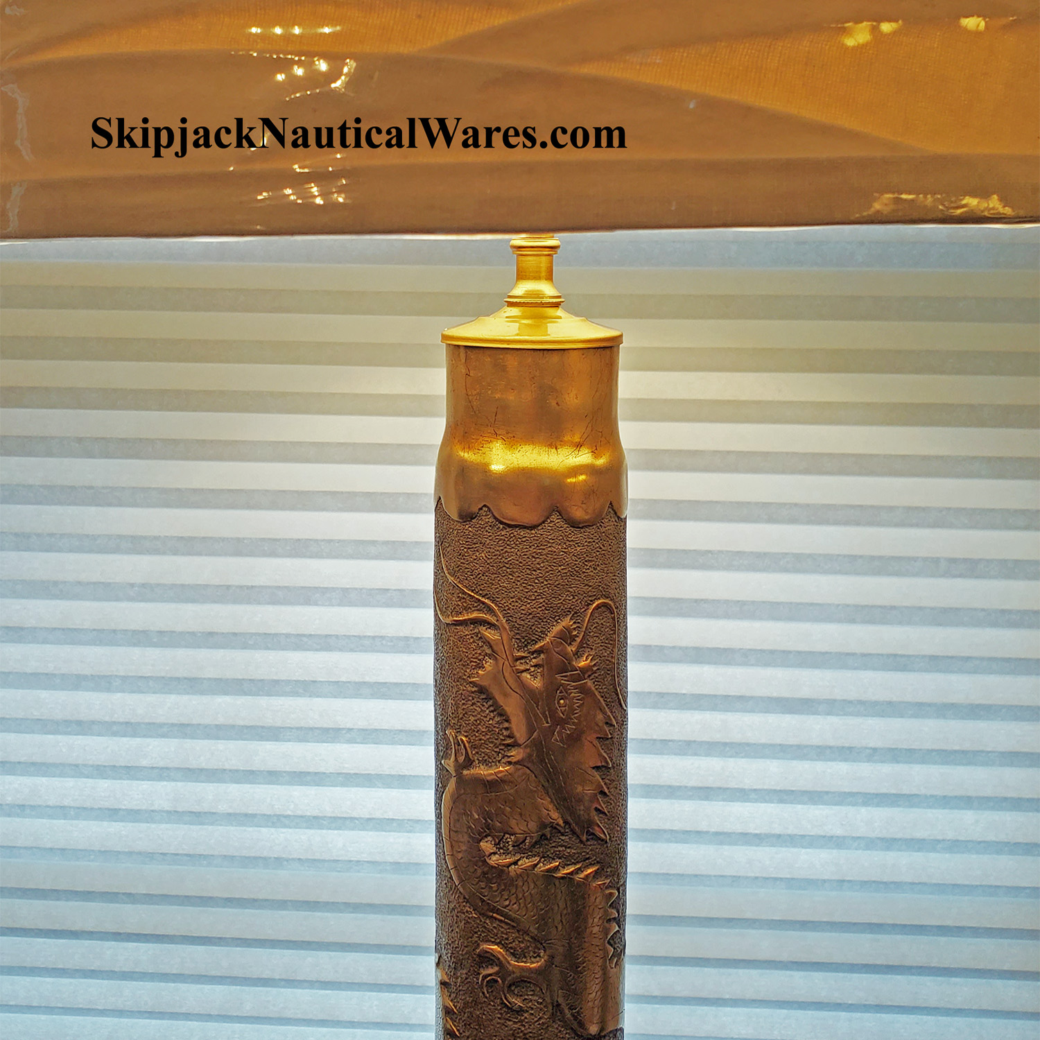 Exceptional Trench Art Chinese Dragons on Brass Shell Casing