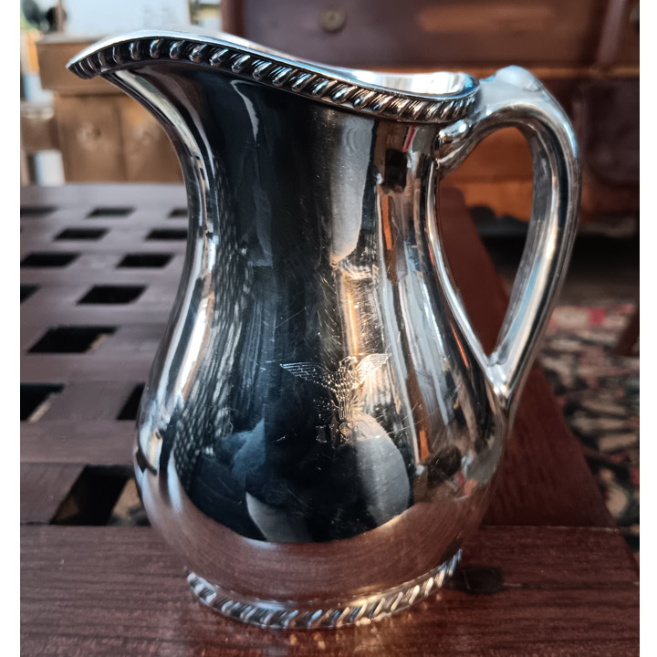 WW2 USN Officer's Wardroom Silverplate Pitcher, 1942: Skipjack