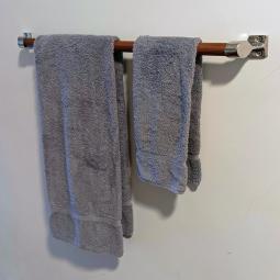 Vintage Chrome Towel Bar Fittings With Solid Wood Bars - 18" or 24" wide