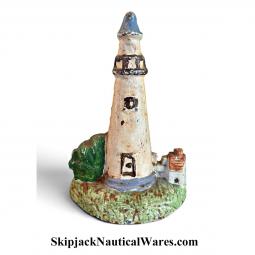 Cottage Style Painted Cast Iron Lighthouse Doorstop