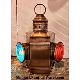 Antique Brass Combination Boat Navigation Light With Bull's Eye Lens