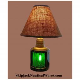 Antique All Brass Starboard Lantern Nautical Table Lamp
