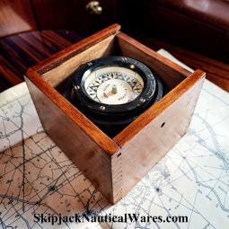 Small Boat Compass Housed in it's Original Mahogany Box