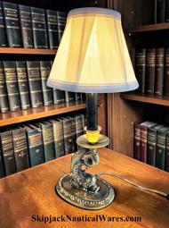 Brass Serpent, Dolphin, Koi Fish Candlestick Table Lamp
