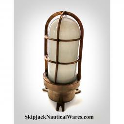Vintage Brass Ceiling Light With Milk-White Glass Cover